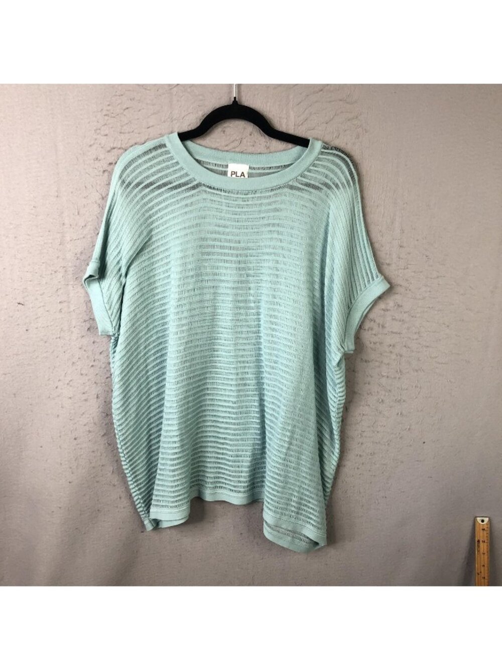 Planet Sweater Tunic Womens One Size Green Open Knit Sheer Lightweight Oversized